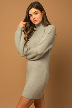 Load image into Gallery viewer, Turtle Neck Balloon Sleeve Sweater Dress
