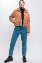 Load image into Gallery viewer, Corduroy Puffer Jacket with Toggle Detail
