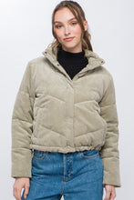 Load image into Gallery viewer, Corduroy Puffer Jacket with Toggle Detail
