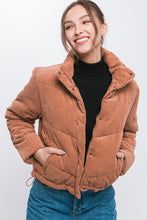 Load image into Gallery viewer, Corduroy Puffer Jacket with Toggle Detail
