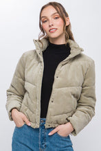 Load image into Gallery viewer, Corduroy Puffer Jacket with Toggle Detail
