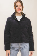 Load image into Gallery viewer, Corduroy Puffer Jacket with Toggle Detail
