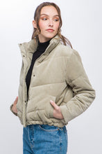 Load image into Gallery viewer, Corduroy Puffer Jacket with Toggle Detail
