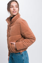 Load image into Gallery viewer, Corduroy Puffer Jacket with Toggle Detail
