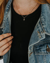 Load image into Gallery viewer, Gold Filled CZ Mini Cross Necklace

