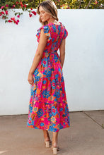 Load image into Gallery viewer, Women Boho Floral V Neck Ruffle Tiered Long Dress
