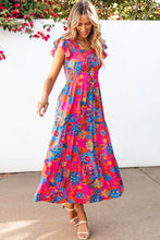 Load image into Gallery viewer, Women Boho Floral V Neck Ruffle Tiered Long Dress
