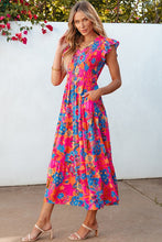 Load image into Gallery viewer, Women Boho Floral V Neck Ruffle Tiered Long Dress
