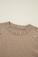 Load image into Gallery viewer, Pearl Drop Shoulder Round Neck Sweater
