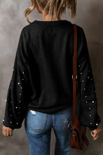 Load image into Gallery viewer, Pearl Drop Shoulder Round Neck Sweater
