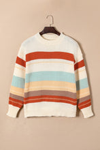 Load image into Gallery viewer, Striped Color Block Drop Shoulder Knit Sweater
