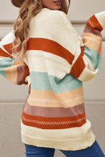 Load image into Gallery viewer, Striped Color Block Drop Shoulder Knit Sweater
