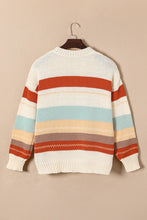 Load image into Gallery viewer, Striped Color Block Drop Shoulder Knit Sweater
