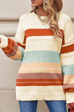 Load image into Gallery viewer, Striped Color Block Drop Shoulder Knit Sweater
