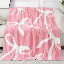 Load image into Gallery viewer, Lux Soft Coquette Bow Ribbons Throw Blanket
