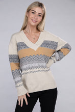 Load image into Gallery viewer, Multicolor Stripe V Neck Sweater
