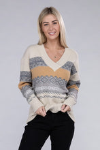 Load image into Gallery viewer, Multicolor Stripe V Neck Sweater
