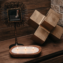 Load image into Gallery viewer, 3-Wick Hand Carved Dough Bowl Decor Soy Candle - Costa Del Ahazar, an Orange Blossom Fragrance by TLC Candle Co.
