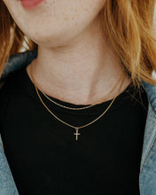 Load image into Gallery viewer, Gold Cross Necklace 18k Filled Dainty Faith Pendant
