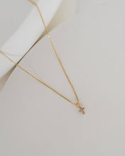 Load image into Gallery viewer, Gold Filled CZ Mini Cross Necklace
