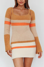 Load image into Gallery viewer, Fuzzy Knit Long Sleeved Multi Stripe Mini Dress
