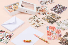 Load image into Gallery viewer, Notecards with Envelopes - Set of 16 &quot;Greens and Flowers&quot;
