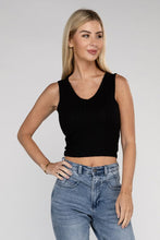 Load image into Gallery viewer, Ribbed Scoop Neck Cropped Sleeveless Top
