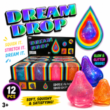 Load image into Gallery viewer, Assorted Colors Glitter Squishy Drop Toy in Display Box (3.5") MSND6
