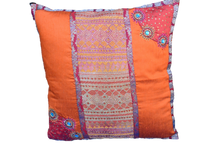 Load image into Gallery viewer, Embroidered Recycled Vintage Pillow Case
