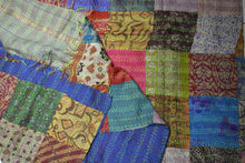 Load image into Gallery viewer, Hand Stitched Kantha  Silk  Vintage throw
