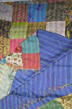 Load image into Gallery viewer, Hand Stitched Kantha  Silk  Vintage throw
