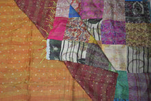 Load image into Gallery viewer, Hand Stitched Kantha  Silk  Vintage throw
