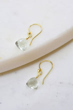 Load image into Gallery viewer, Green Amethyst Pyramid Drop Earrings
