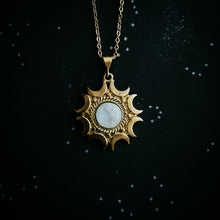 Load image into Gallery viewer, Lunar Witch Necklace - Rainbow Moonstone Pendant
