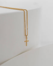 Load image into Gallery viewer, Gold Cross Necklace 18k Filled Dainty Faith Pendant

