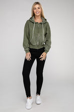 Load image into Gallery viewer, Acid Wash Fleece Cropped Zip-Up Hoodie
