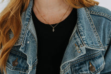 Load image into Gallery viewer, Gold Filled CZ Mini Cross Necklace
