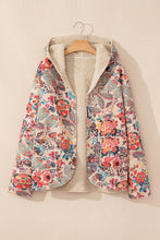 Load image into Gallery viewer, Women Floral Printed Sherpa Lined Hooded Jacket
