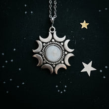 Load image into Gallery viewer, Lunar Witch Necklace - Rainbow Moonstone Pendant
