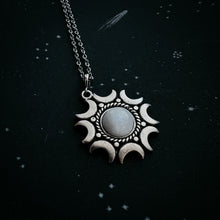 Load image into Gallery viewer, Lunar Witch Necklace - Rainbow Moonstone Pendant
