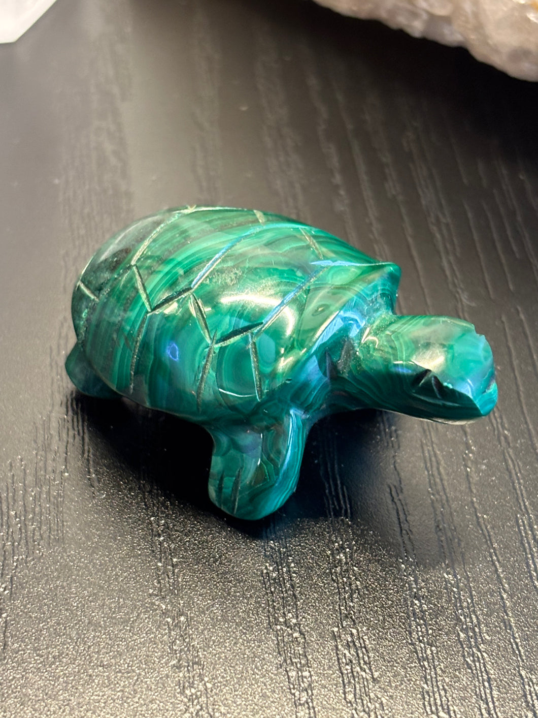 Hand-Carved Malachite Turtle