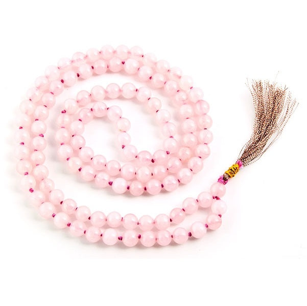 108 Japa Mala Prayer Beads Rose Quartz - 8mm