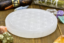 Load image into Gallery viewer, Flower of Life Laser Engraved Selenite Plates
