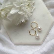 Load image into Gallery viewer, Baroque Pearl Mini Hoop Earrings
