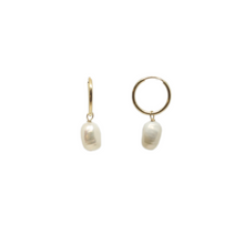 Load image into Gallery viewer, Baroque Pearl Mini Hoop Earrings
