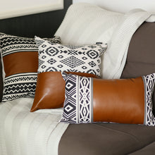 Load image into Gallery viewer, Boho Handcrafted Vegan Faux Leather Square Abstract Geometric Throw Pillow Cover
