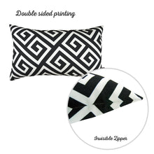 Load image into Gallery viewer, Greek Key Black&amp;White Decorative Lumbar Throw Pillow Cover
