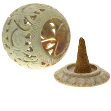 Load image into Gallery viewer, Soapstone Hand Carved Cone Burner &amp; tea light Candle holder
